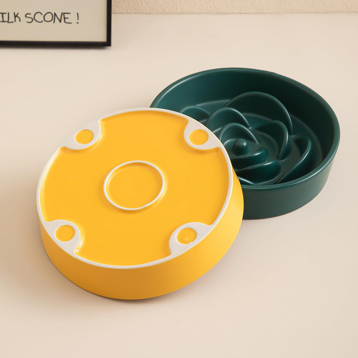 8.25'' Ceramic Slow Feeder Dog Bowls (8.25 inch / Yellow)
