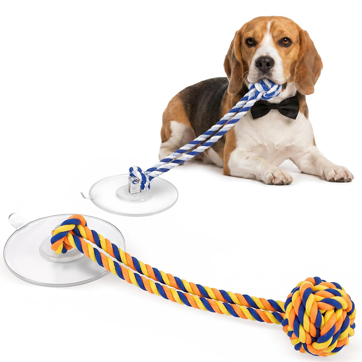 Dog Rope Toy with Suction Cup Interactive Tug of War Toy 2Pcs (suction cup)
