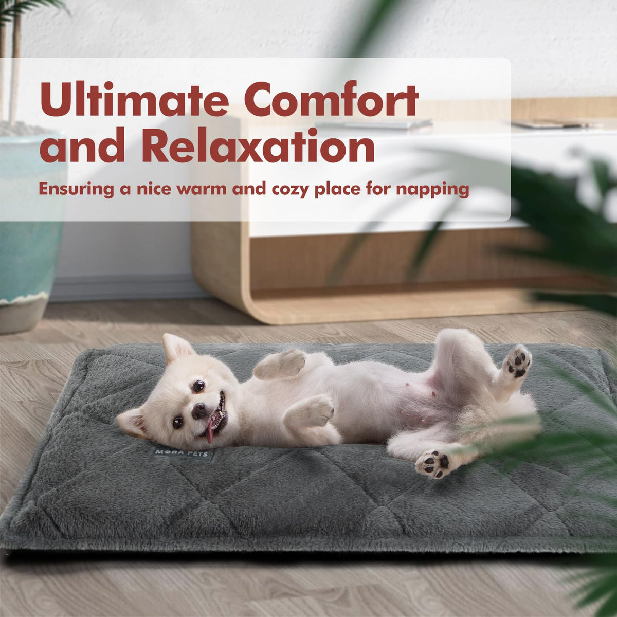Self Heating Cat Bed (Fur Grey / 24"L x 18"W x 2"Th)