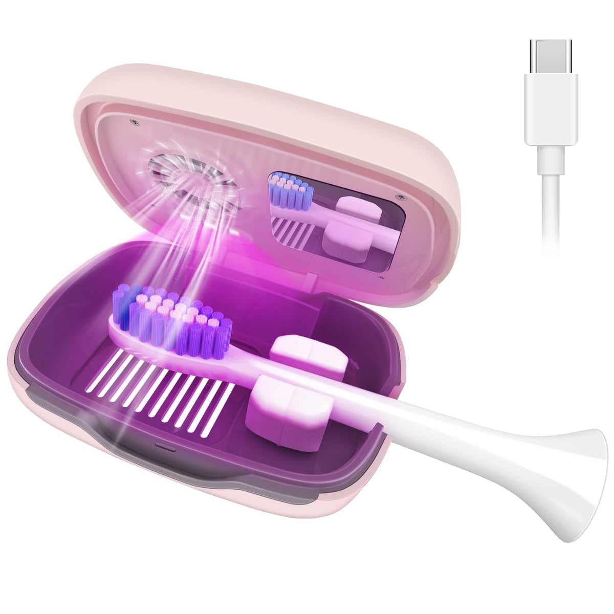 Toothbrush Covers Case and Holder with Light (Pink)