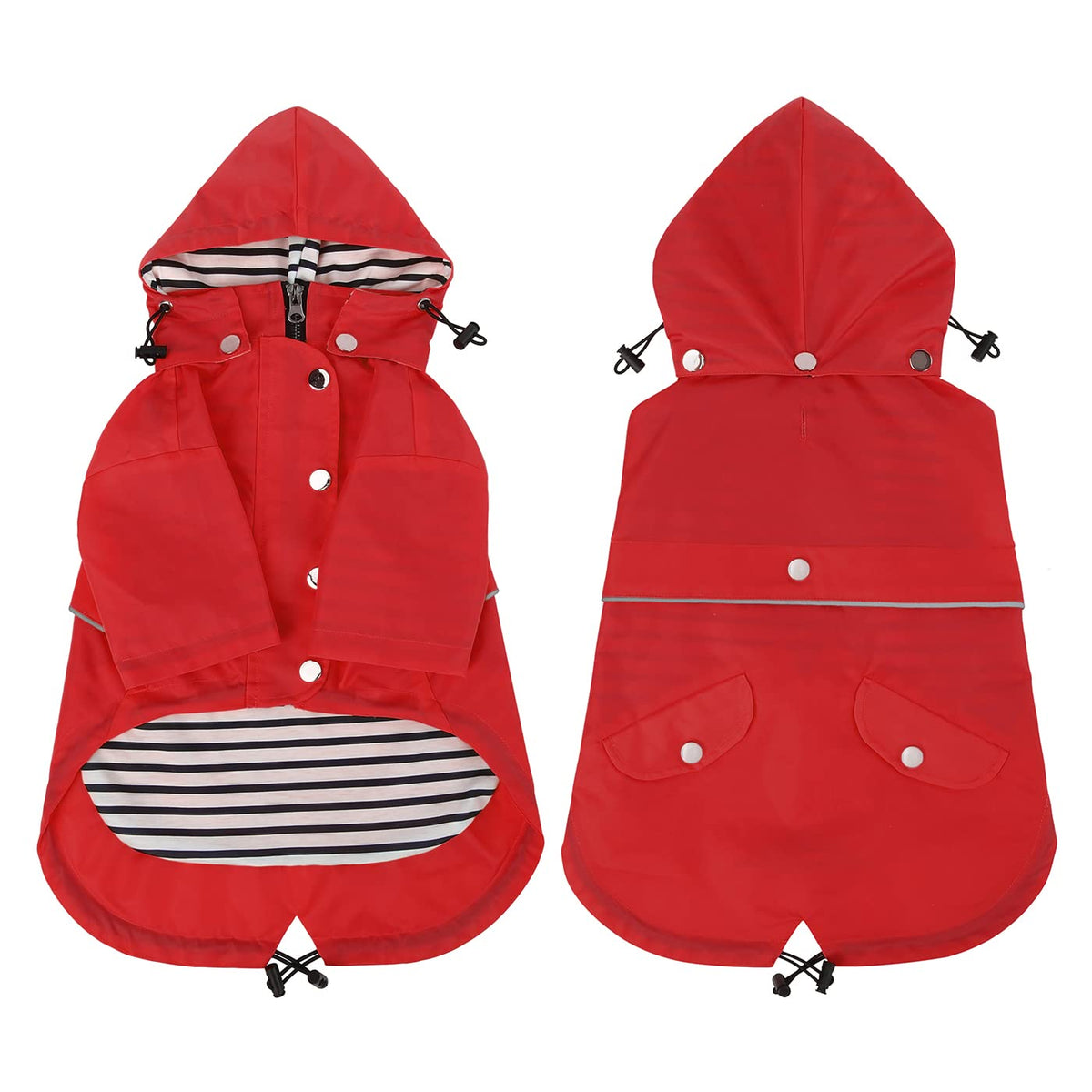 Premium 2 Layer Zip Dog Raincoat Poncho w (Small / Red)