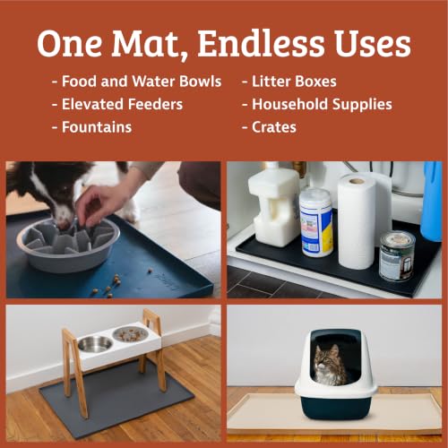 Dog Food Mat 2 (2 Pack - Small - 18" x 11" / Black)