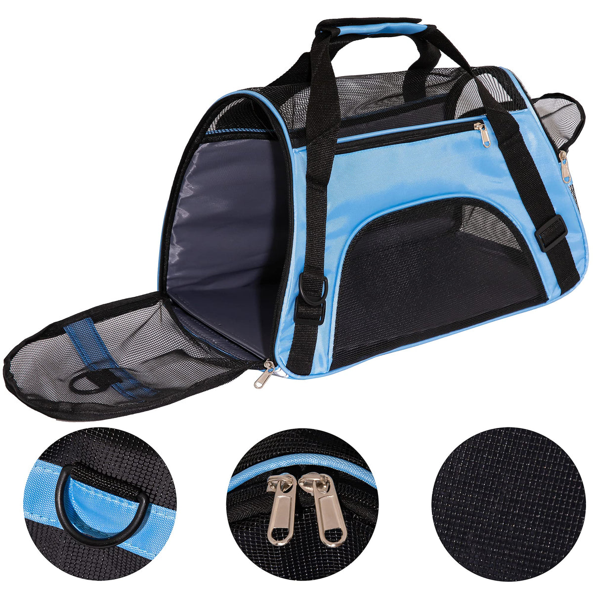 Pet Carrier Cat Cattier Soft (Medium-Blue)