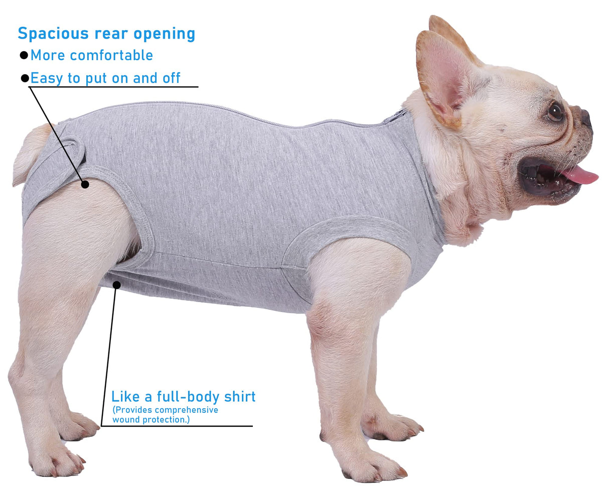 Dog Surgery Recovery Suit (XS(Back 8 - 10" Chest 12 - 14" Weight 4 - 8lb) / Grey)