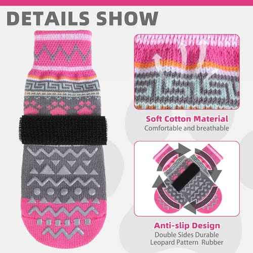 Dog Socks Shoes for Hot Pavement (Large(4 Pack) / Grey Paw)