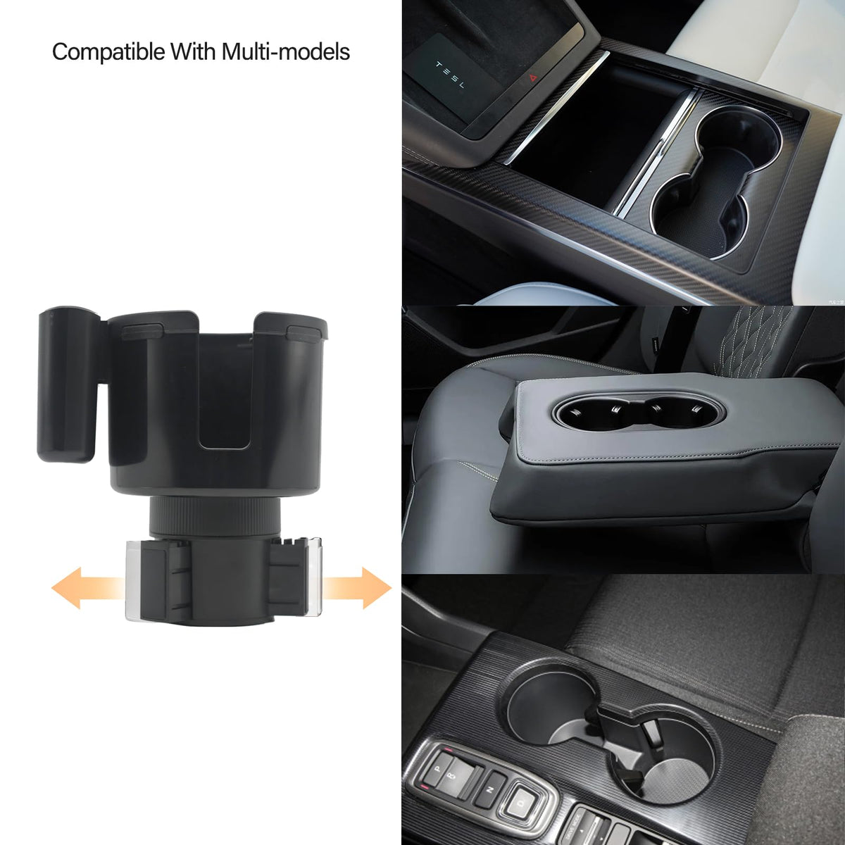 2-in-1 Car Cup Holder Expander with Phone Holder, Universal Cup Holder Adapter, Fits Yeti 14/24/36/46oz, Hydroflask 32/40oz & Large Water Bottles, Adjustable Base Fits Tesla, Truck, RV, SUV (Max)
