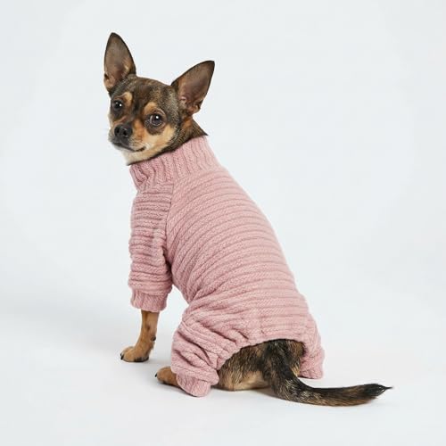 Turtleneck Knitted Dog Sweater Puppy Pajamas Thermal Doggie Winter Clothes Knitwear Pet Coats Cat Apparel Pink Small (Small / Light Pink)
