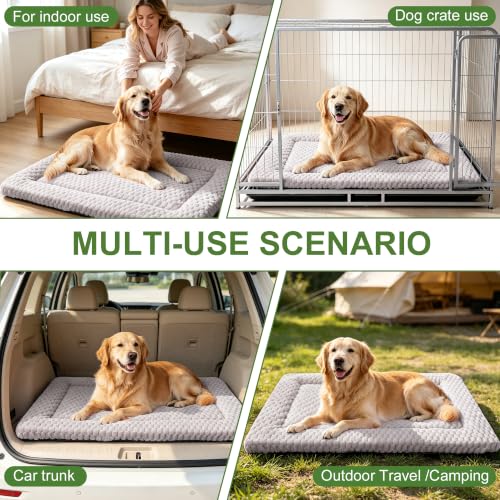 Dog Bed Mat Soft & Comfortable Dog Kennel Pad for Crate (XL(42"*28"*1.5") / Light Gray-1pc)