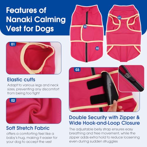 Calming Stress Relief Dog Anxiety Vest Coat that Soothes Puppy (Rosered / Medium(Chest Girth:25.6"))