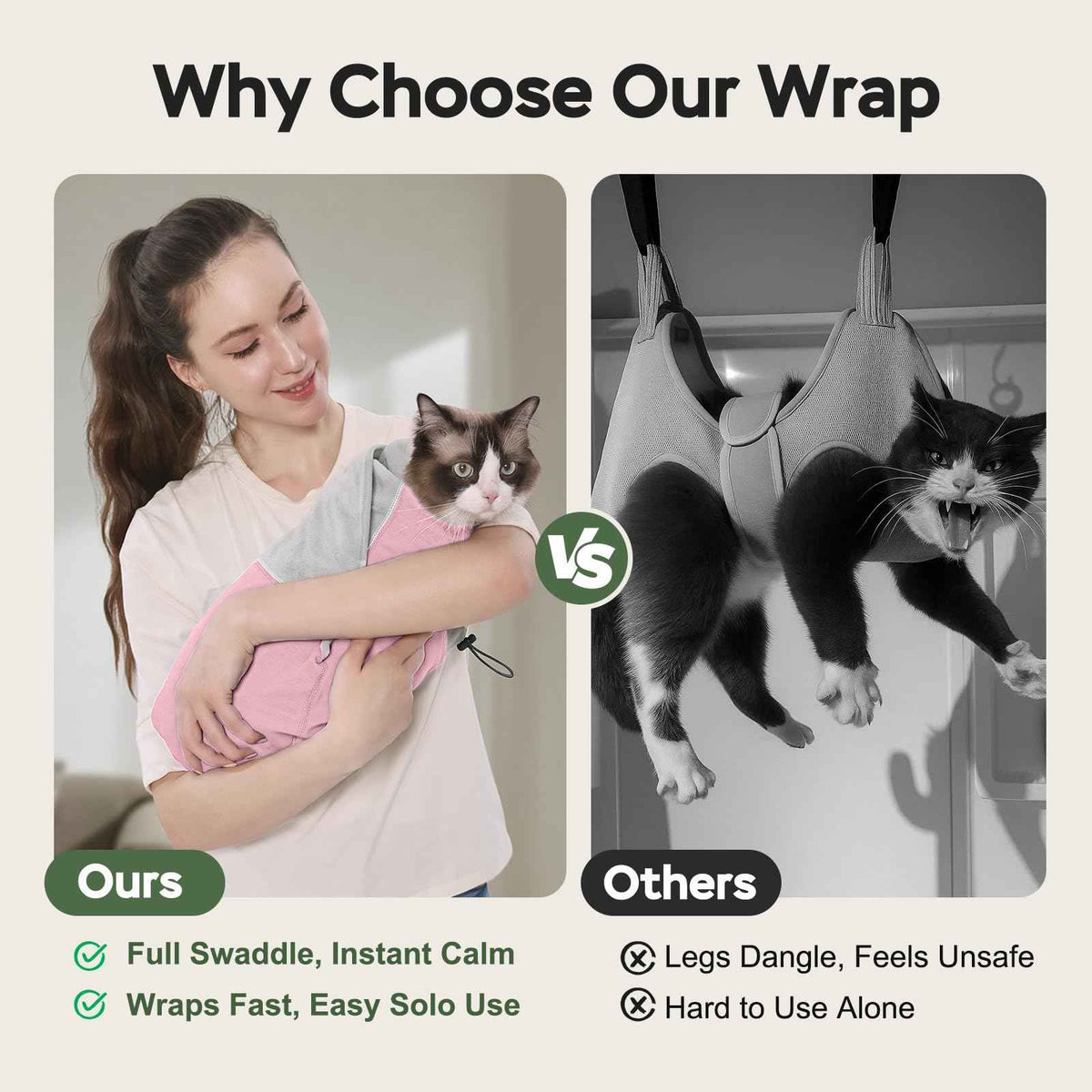 Cat Wrap for Cutting Nails (S(5-10lbs) / Pink)
