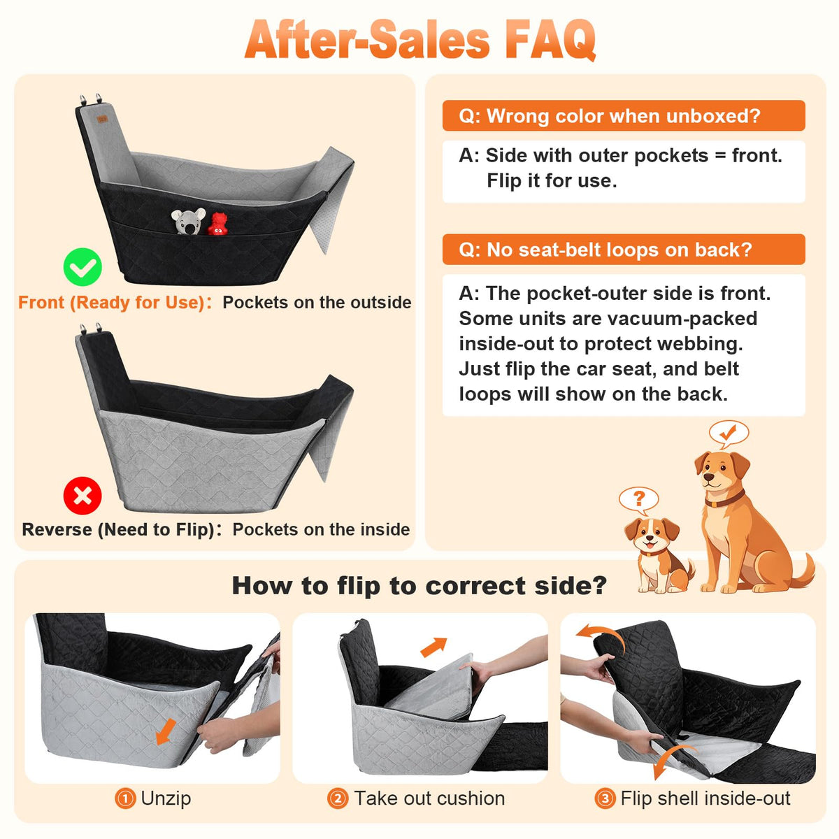Elevated Dog Car Seat for Small and Medium Dogs Up to 35 lb (Black & Gray / Single Seat)
