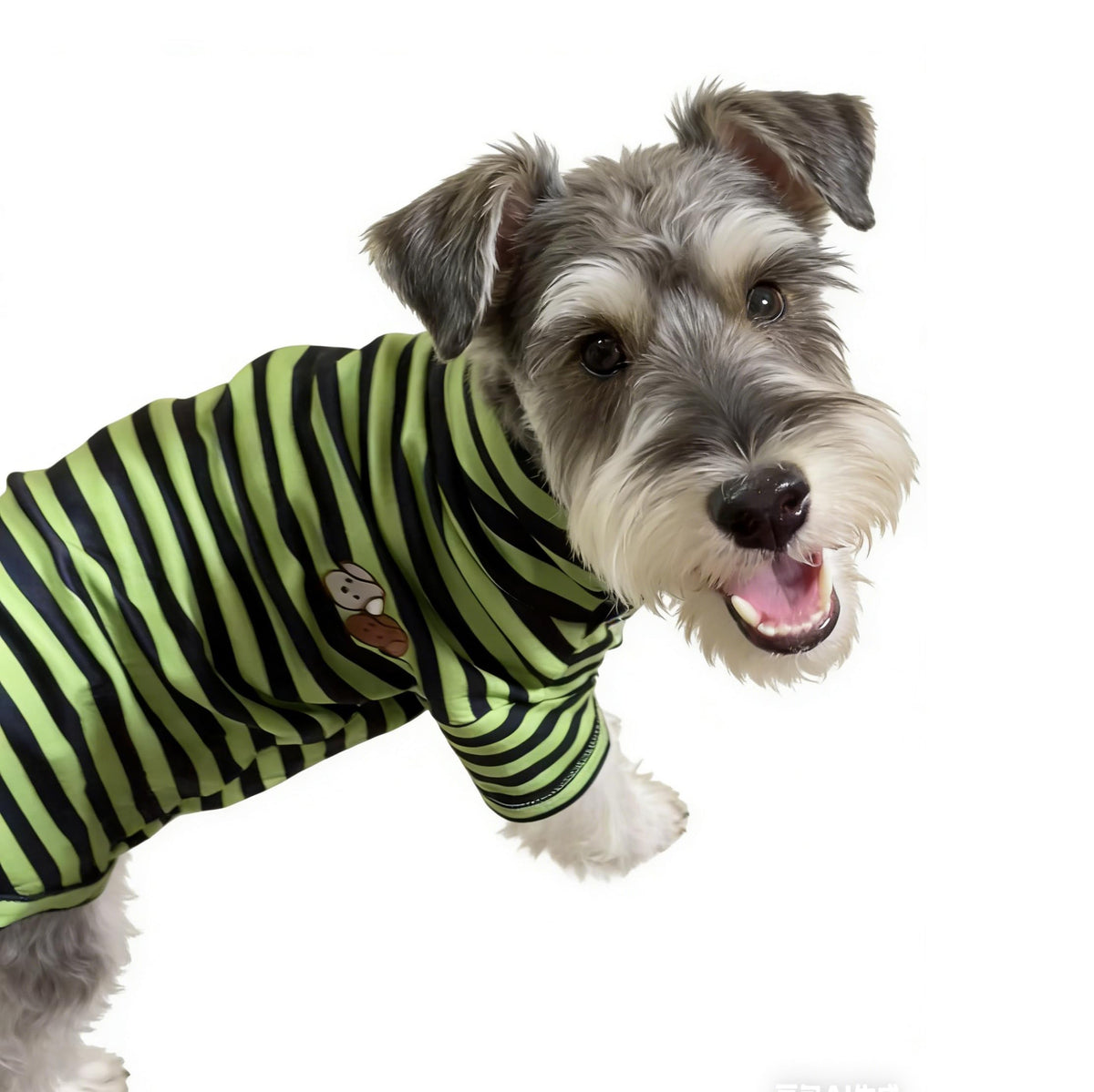 Turtleneck Dog Shirt Cute Doggie Embroidery Super Soft Dog Sweatshirt Stretchy Striped Puppy Pullover for Cats Small Medium Large Dogs (Green Striped / Medium)