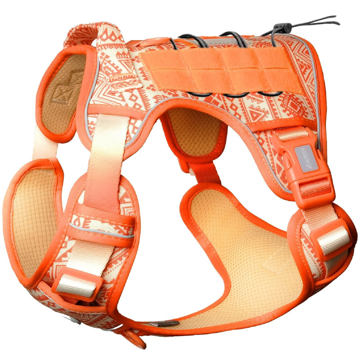 Dog Harness for Small Medium Dogs (Tribal Patterns-Orange / S(Neck:14-21",Chest:20-31"),18-35 lbs)