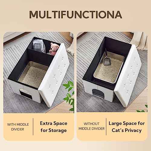 Cat Litter Box Enclosure Furniture Odor Control (XXL L35.4'' x W19.7'' x H19.7'' / White)