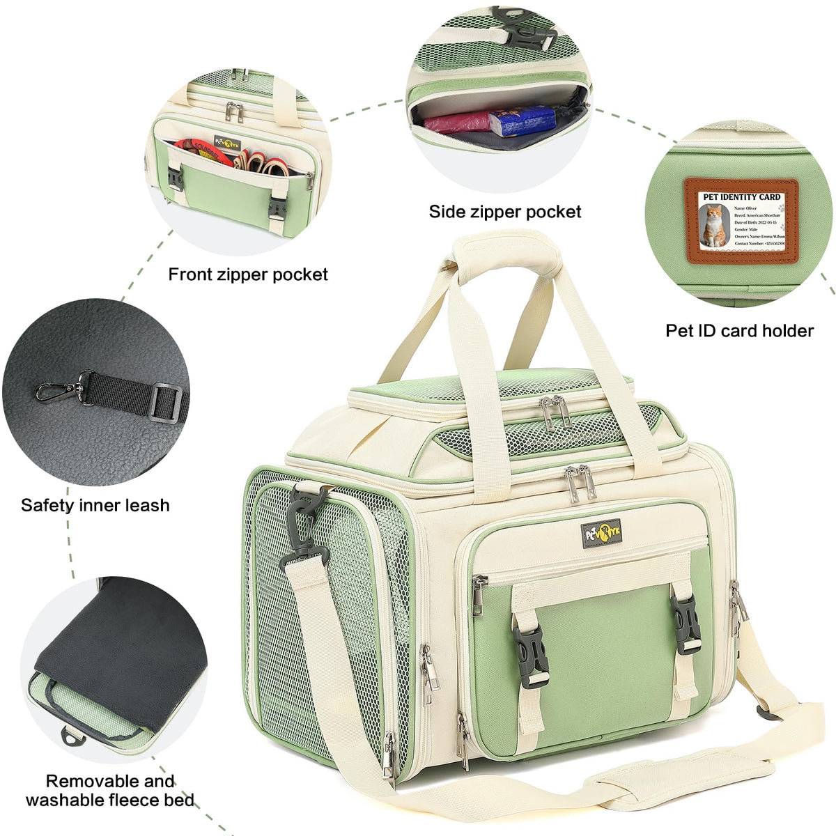 Pet Carrier with Wheels for Small Dog and Cat (grayish black)