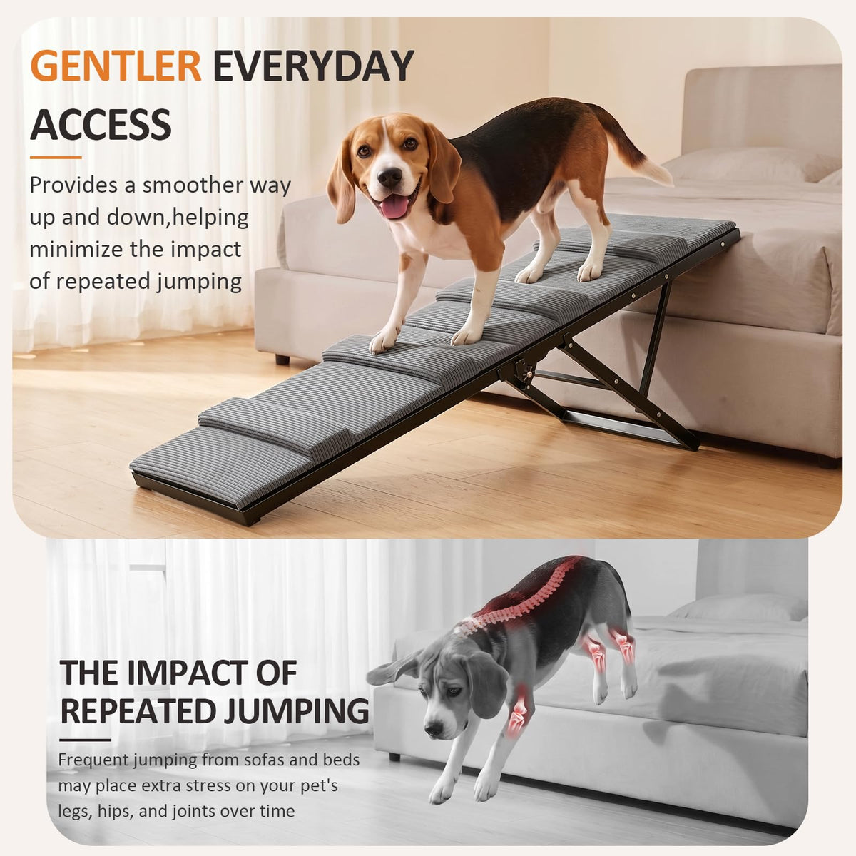 Dog Ramp for Bed & Couch (Small/35"L x 17"W x 13"-18"H)