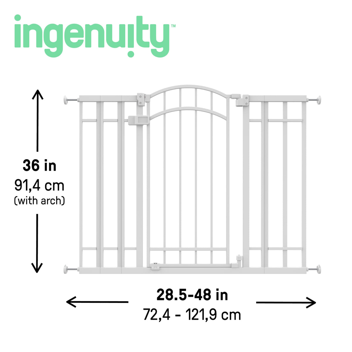Decorative Extra Tall Baby Gate & Dog Gate (White / 28.5"-48" W x 36" H)