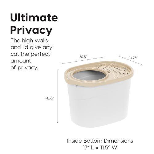 Top Entry Cat Litter Box (Oval / White w/ Scoop)