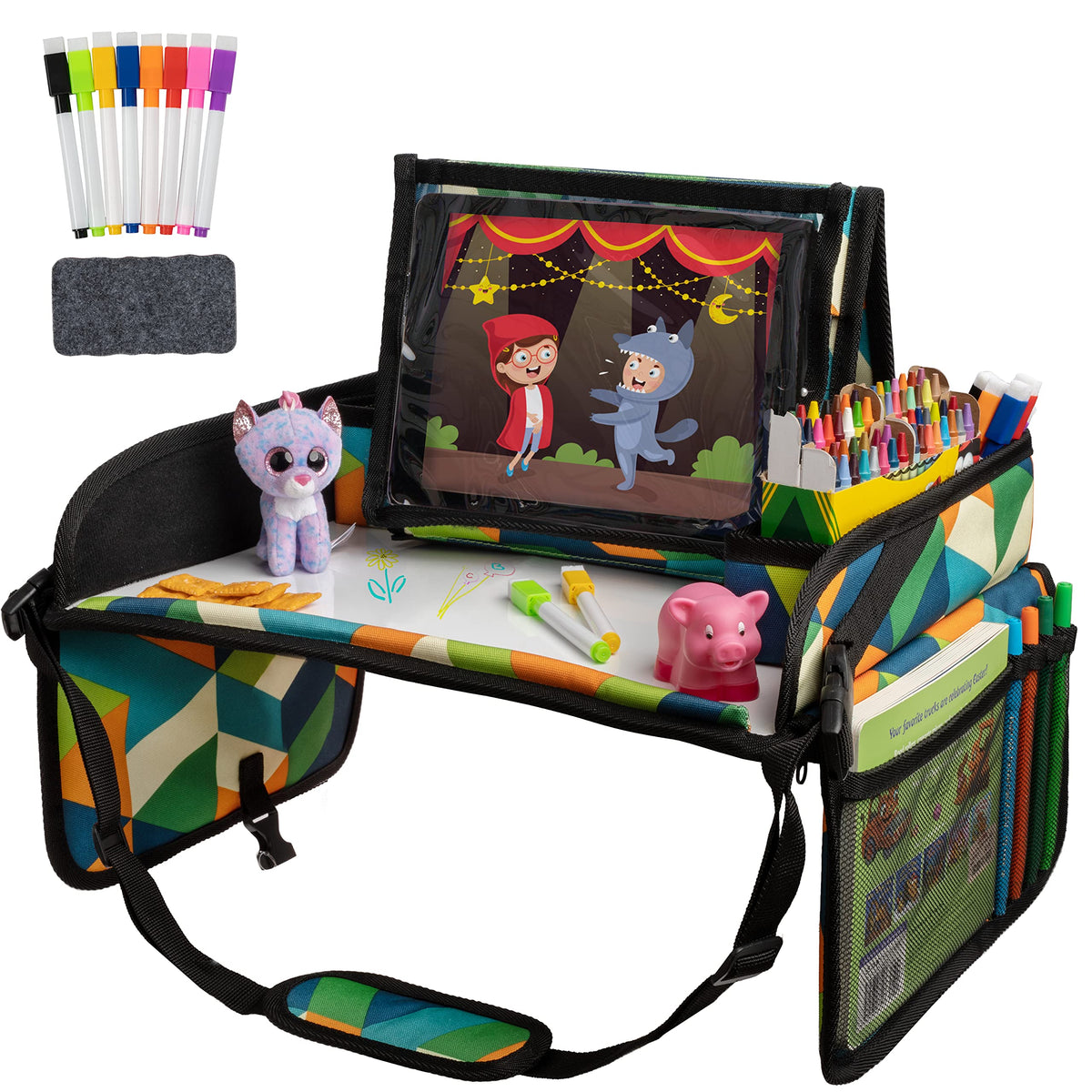 Kids Travel Tray for Toddlers & Kids (Geometric)