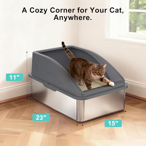 Stainless Steel Litter Box (Light Gray / X-Large)