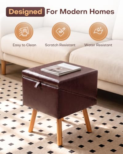 2 in 1 Foldable Ottoman Dog Ramp Faux Leather Dog Stairs (Oxblood Red / XL(17.13”H))
