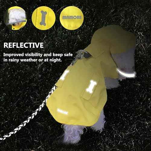 Dog Raincoat Waterproof Rain Poncho with Hoodie (X-Small: 4-9lbs / Yellow(Water-reactive Hydrochromic))
