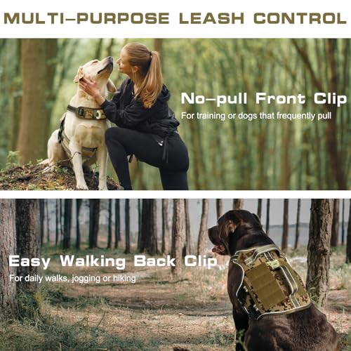 Dog Harness for Large Dogs (Desert Camo / XL(Neck:21-32",Chest:26-39"),75-135 lbs)