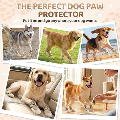 Dog Shoes for Large Small Medium Dogs (Beige / #8 (Width 3.0 inch) for 74-91 lbs)
