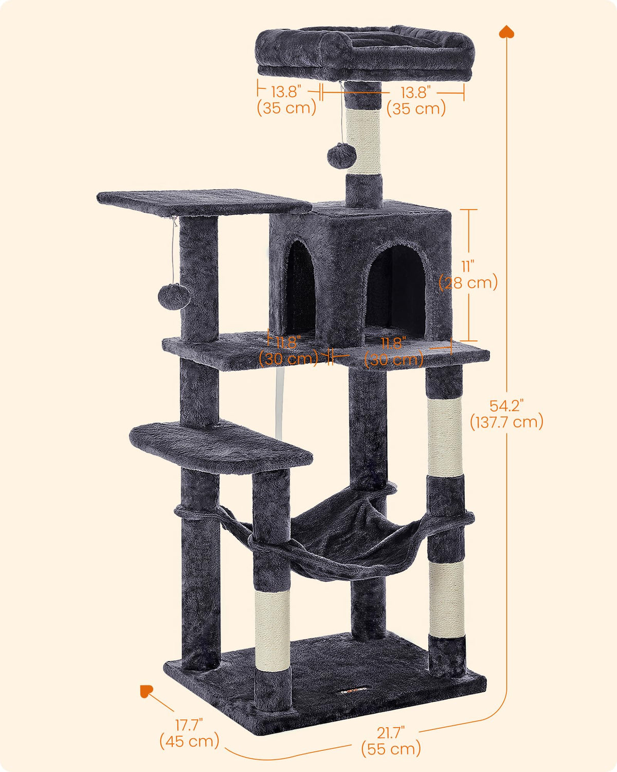 Cat Tree 54.2 (54.2 Inches / Smoky Gray)