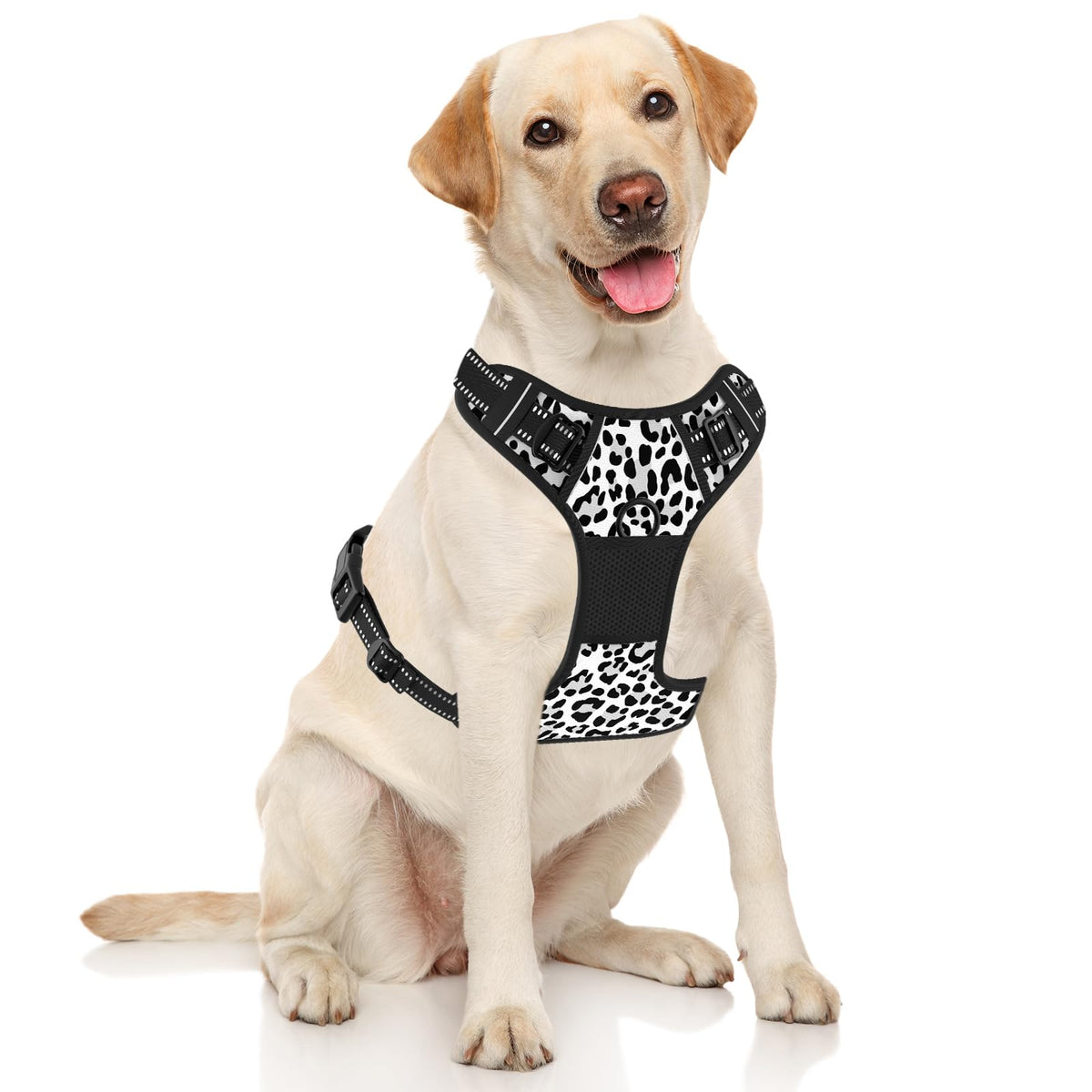 No Pull Dog Harness (White Leopard Print / X-Large)