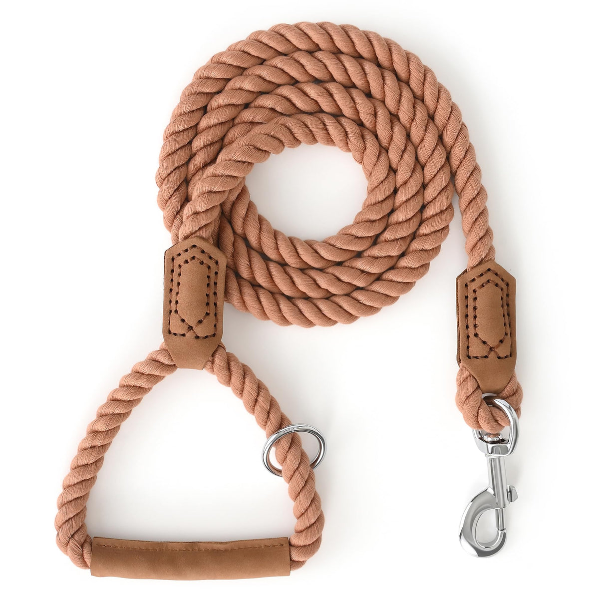 Dog Leash Braided Cotton Rope w (Classic Brown / 72 Inch-1/2")