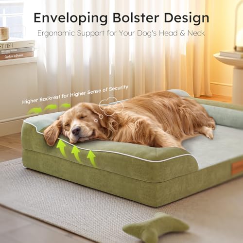 Dog Beds for Large Dogs (Dark Green / Large(36"L x 27"W x8.5"Th))