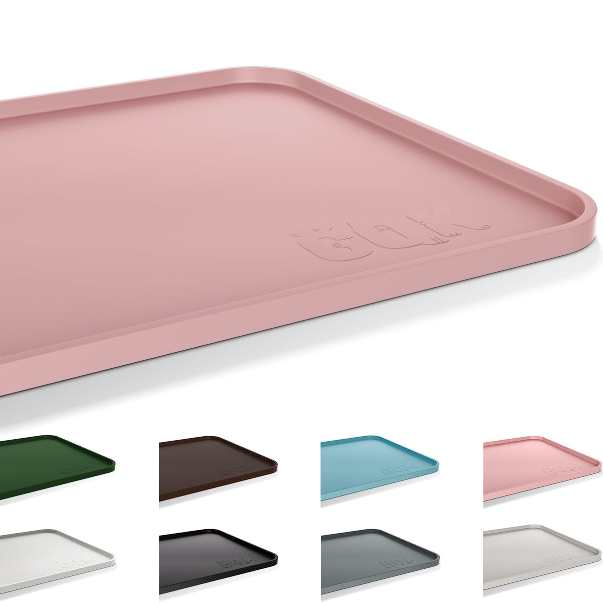 Silicone Dog Cat Food Mat Extra Thick Raised Edge (Dusty Rose / 20"L x 14"W)