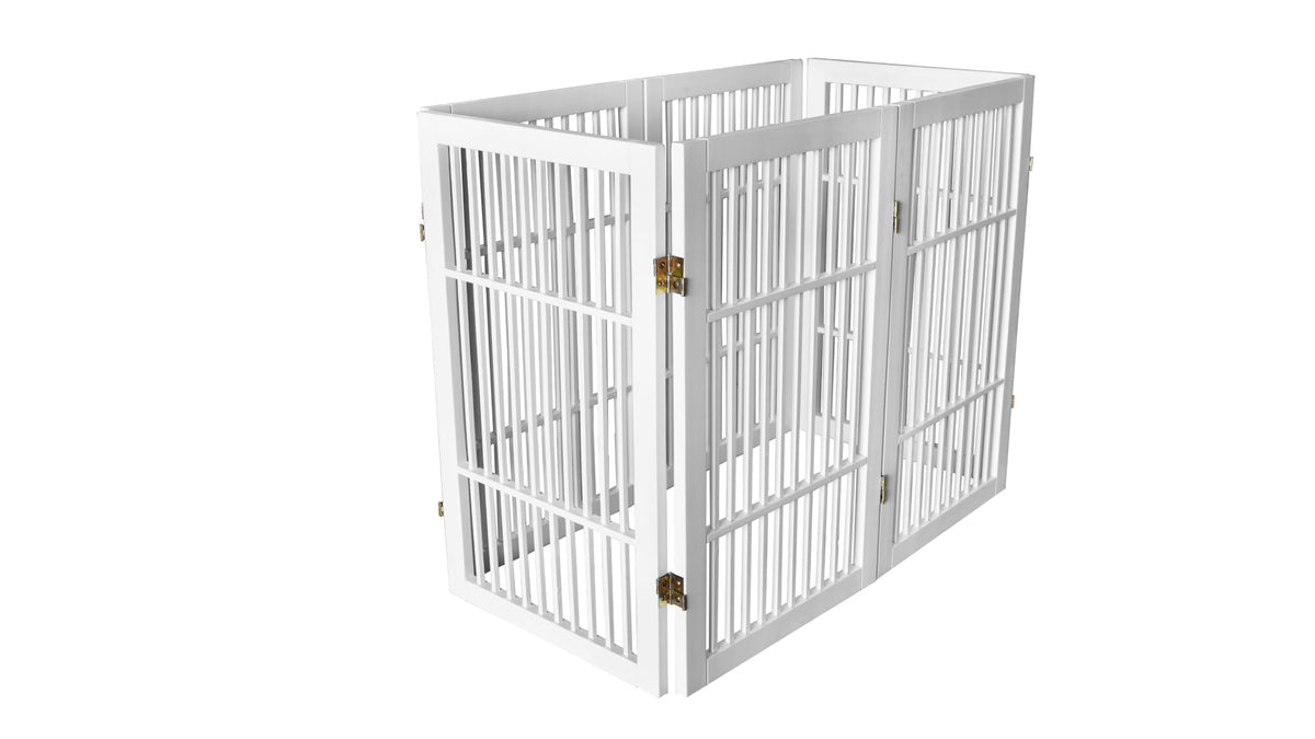 Pet Dog Gate Freestanding (6 Panel 30" Tall / White Pet Gate)