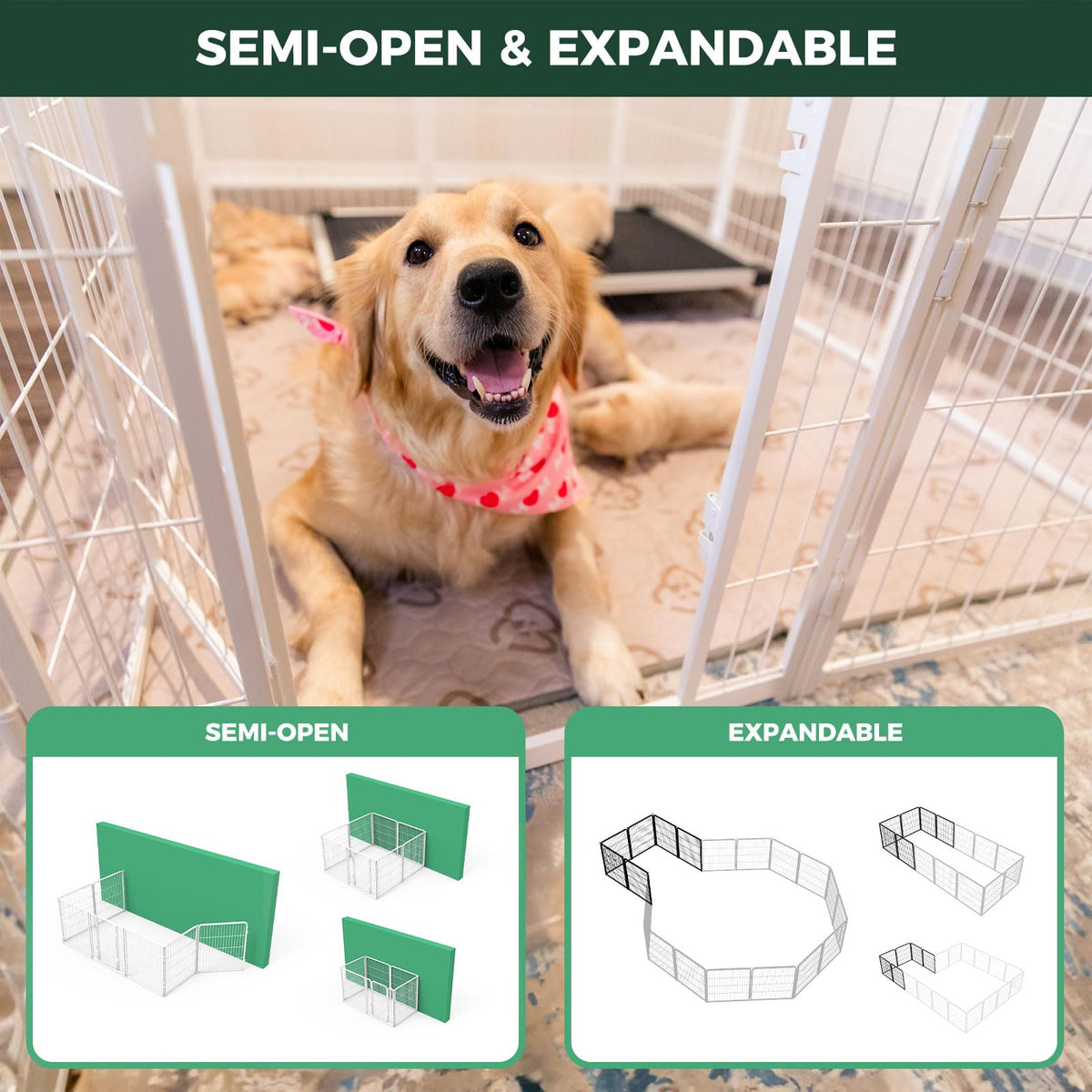 Homeplus Indoor Dog Playpen (White / 32"H)