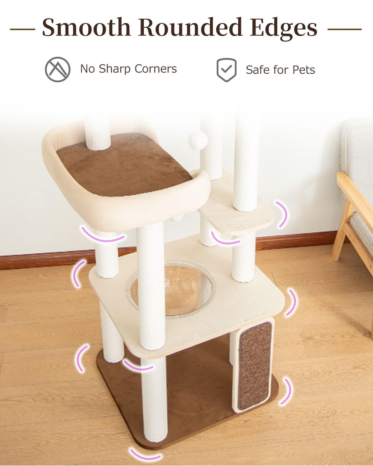53" Cat Tree Tower for Large Cats (White 53'')
