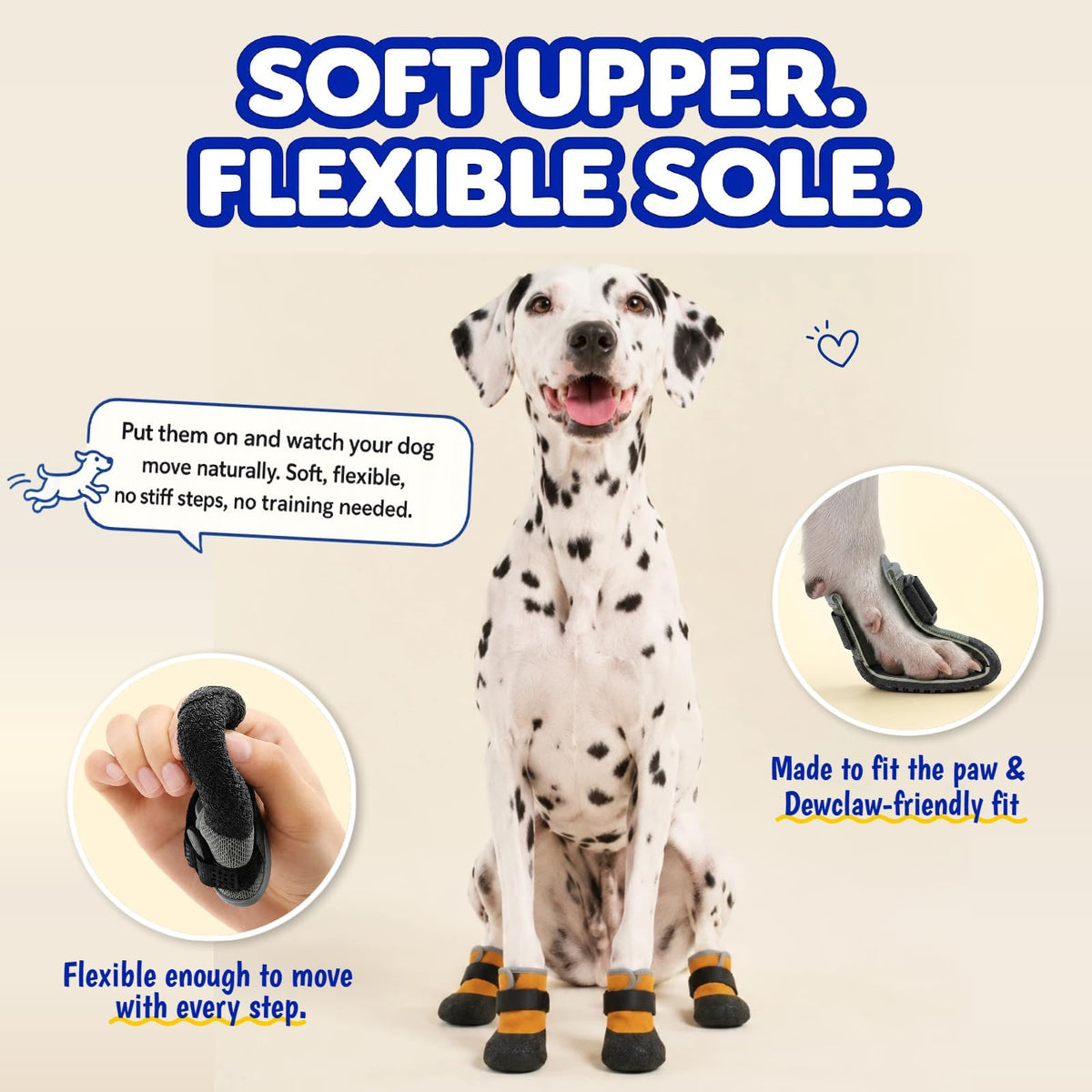 4Pcs Stay on Dog Booties (Yellow / M)