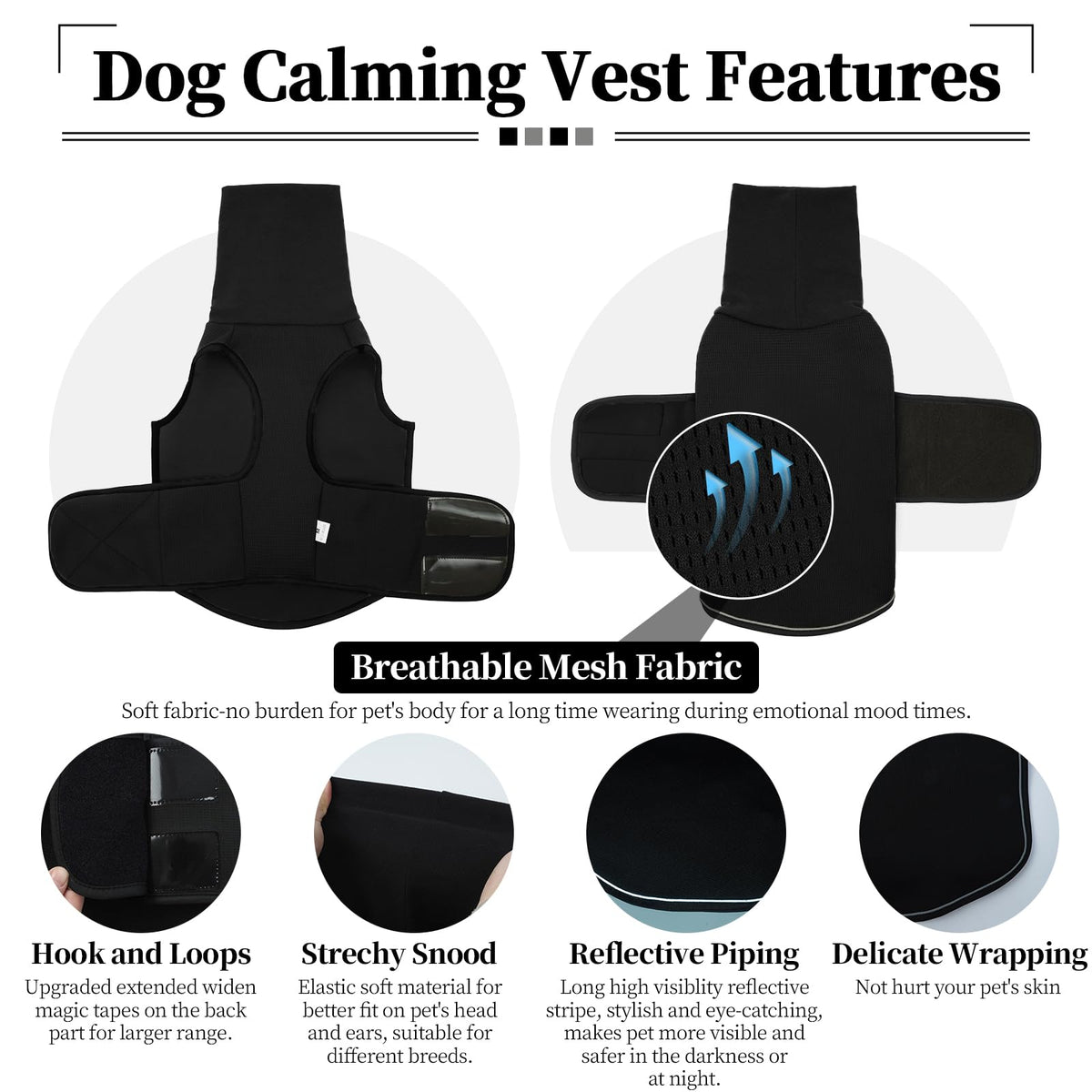 Dog Anti Anxiety Vest (3XL / Black)