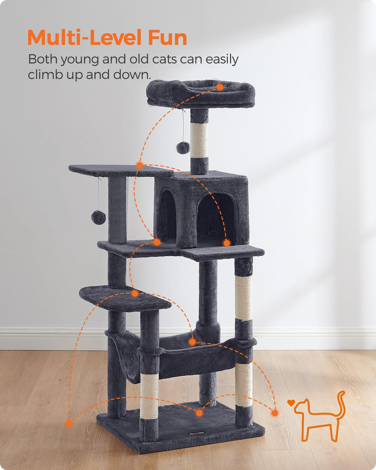 Cat Tree 54.2 (54.2 Inches / Smoky Gray)