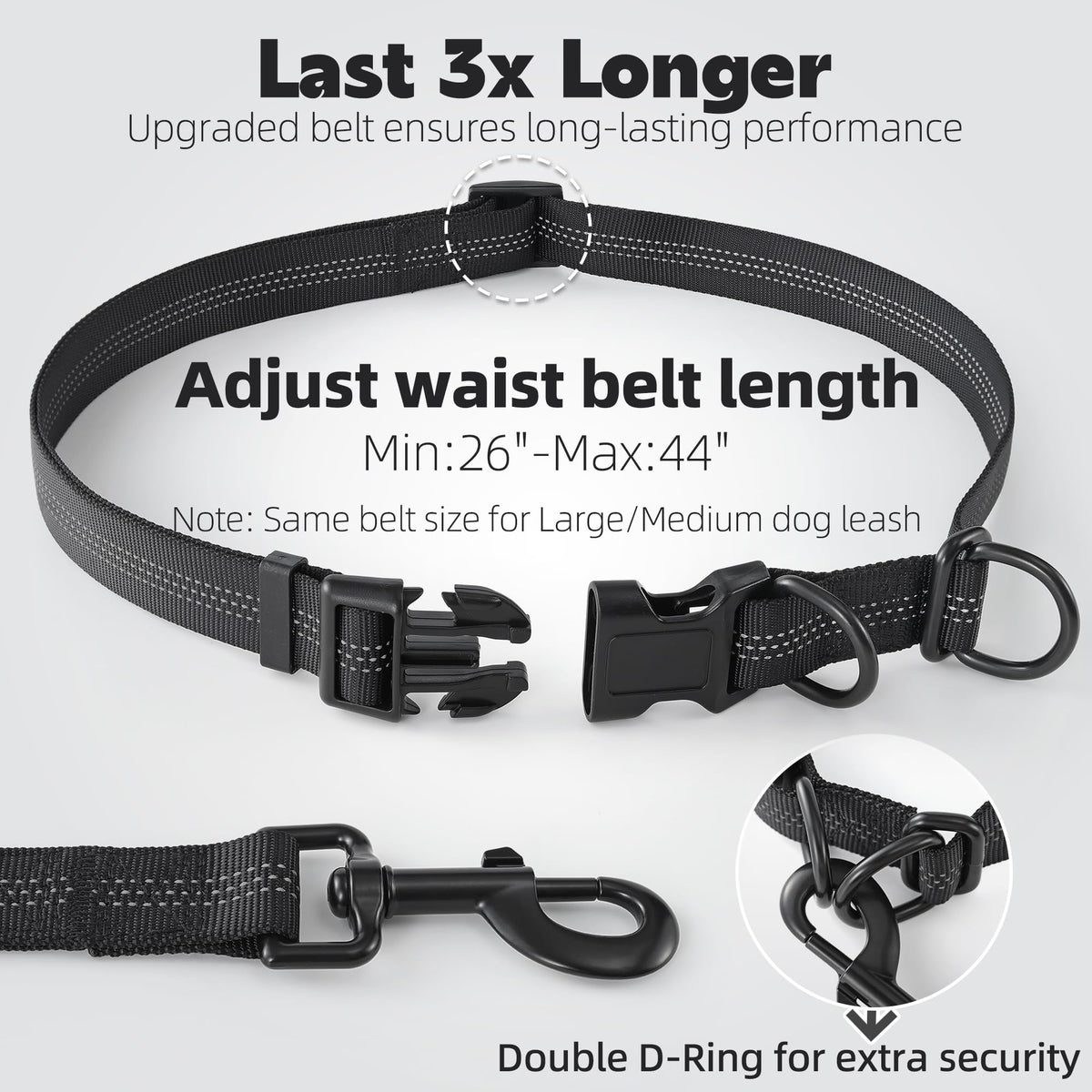 Hands Free Leash (Black Hot Pink / 7FT Hands Free)