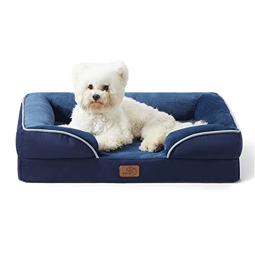 Orthopedic Dog Beds for Medium Dogs Washable Original Design (Blue Navy / 28"l X 23"w X 6.5"th)