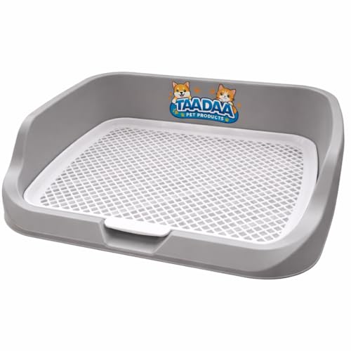 Indoor Dog Potty Tray for Small Dogs & Puppies (Light Gray)