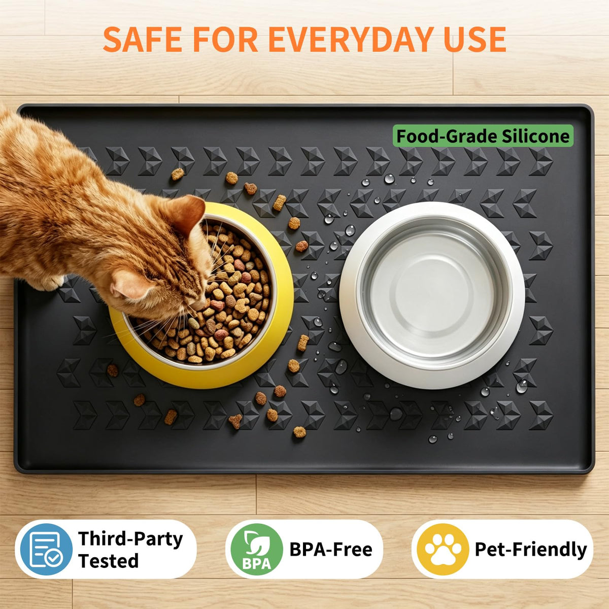 Silicone Pet Feeding Mat (Black / 24"L x 16"W)