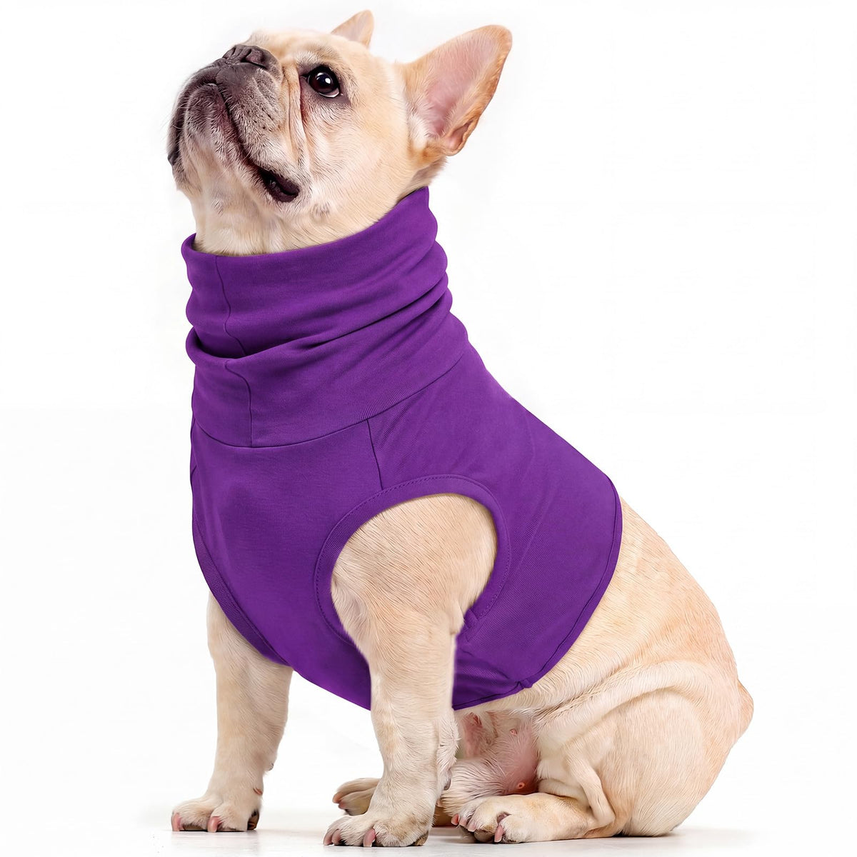 Dog Snood Medical Shirt Turtleneck Dog Neck Wound Protector (DarkPurple / M(Chest: 20.5"))