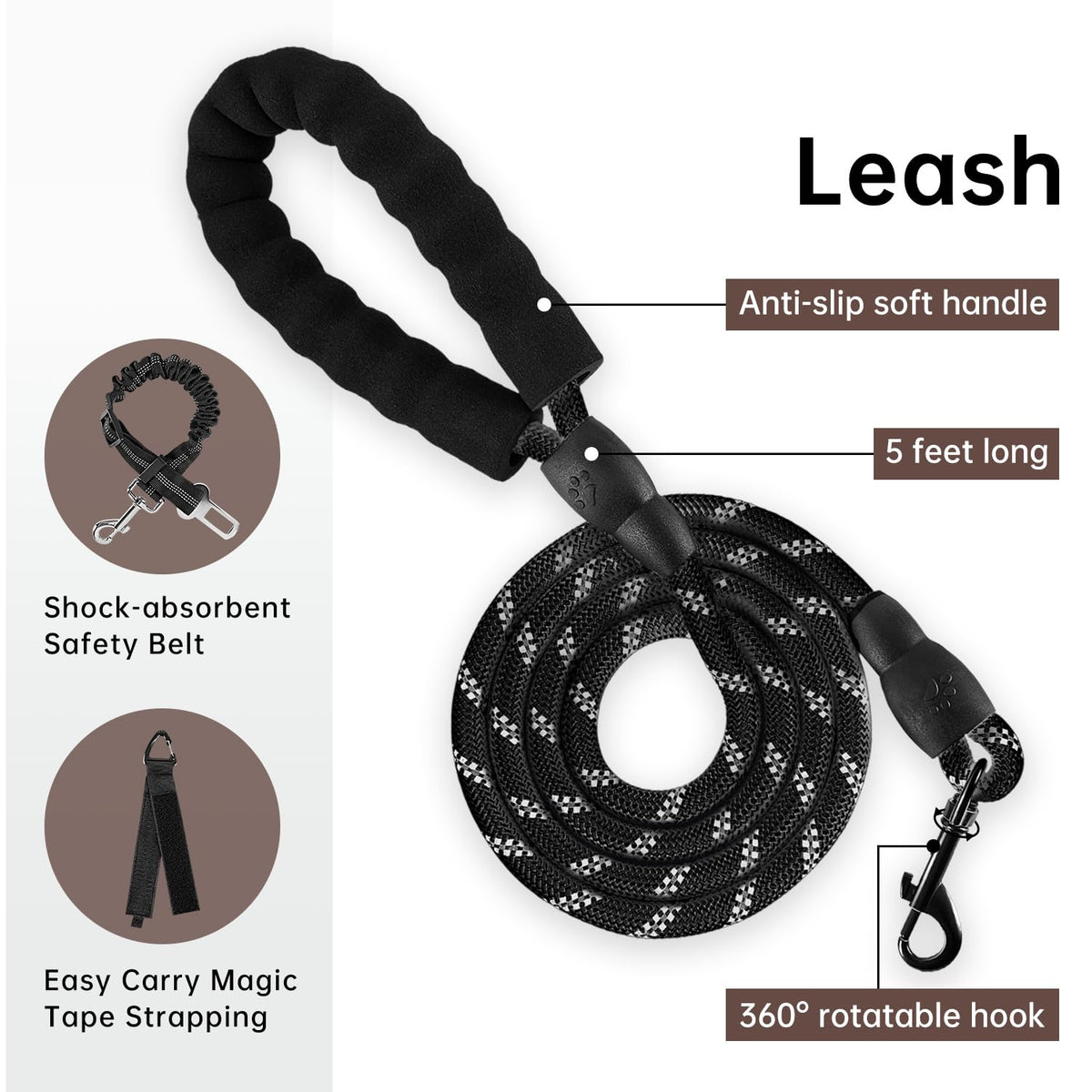 No Pull Dog Harness for Medium Dogs (Dark Brown / Medium)