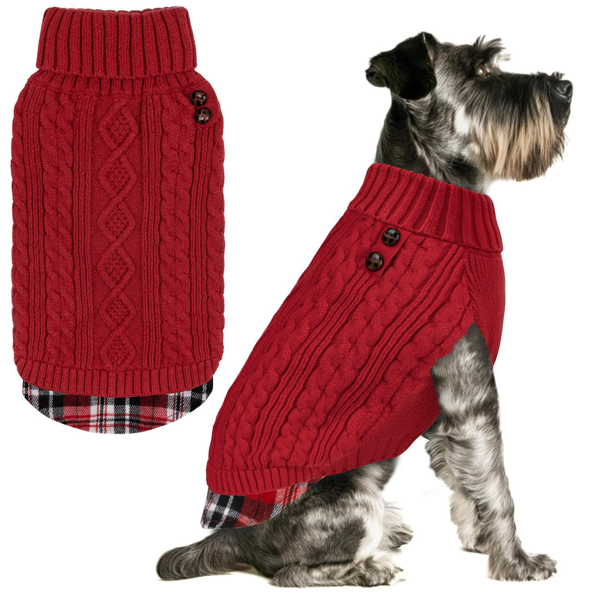 Dog Sweater for Small Dogs Turtleneck Thick Knit Pullover (Medium (7-13lbs) / 2# Red)