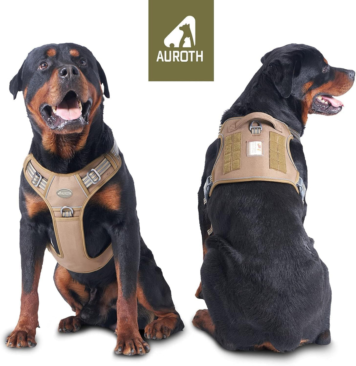 Dog Harness for Large Dogs (Army yellow / L(Neck:18-29",Chest:24-37"),45-80 lbs)