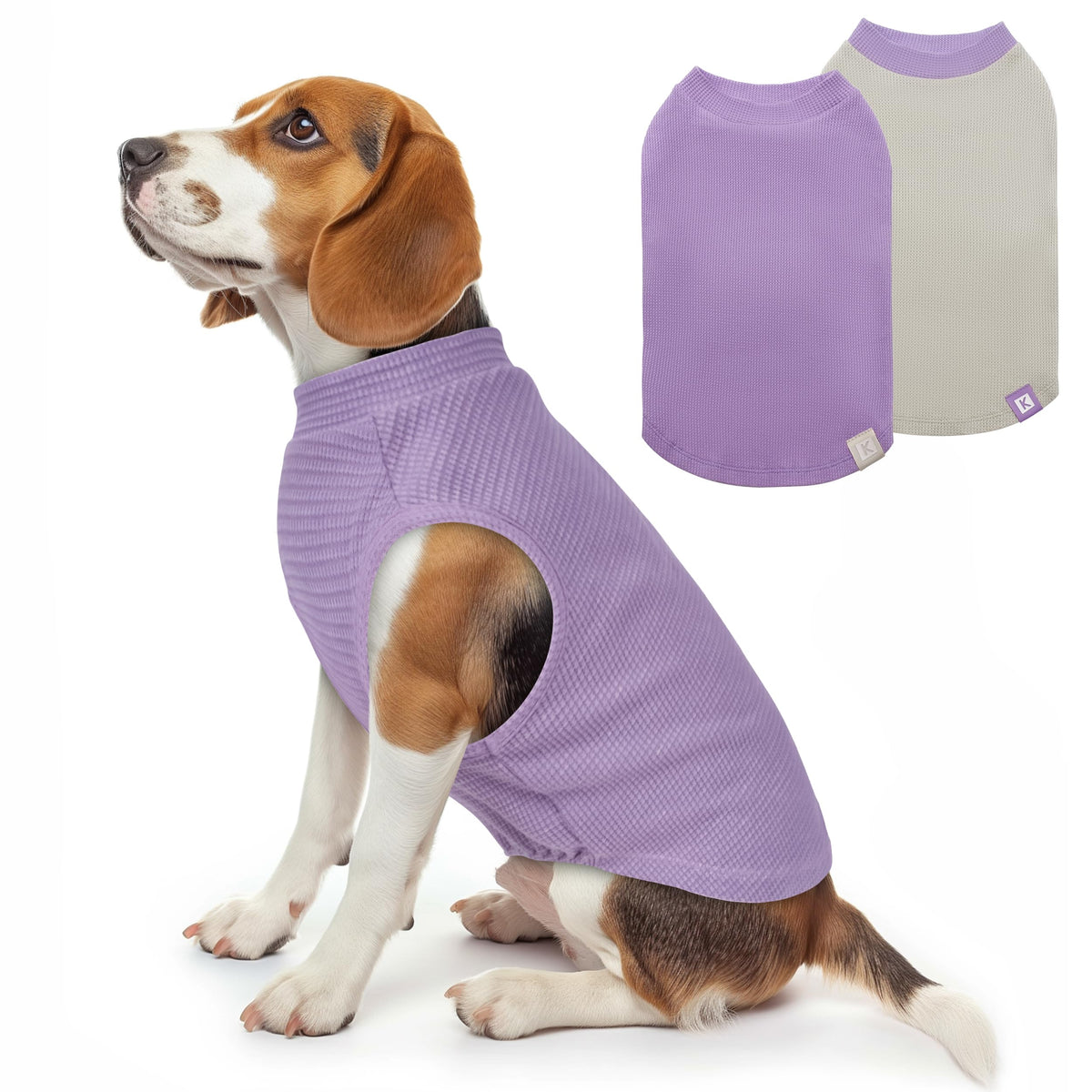 2Pack Waffle Dog Shirt for Medium Large Dogs Soft Dog Sweater (XX-Large (28-50lbs) / 2Pack(Purple+Grey))