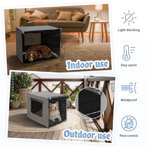Dog Crate Cover (42.9"L x 28.3"W x 30.3"H / Grey)