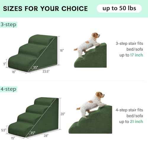 4 Step Dog Stairs Pet Ramp for High Beds (Green / 4-Step 20"H)